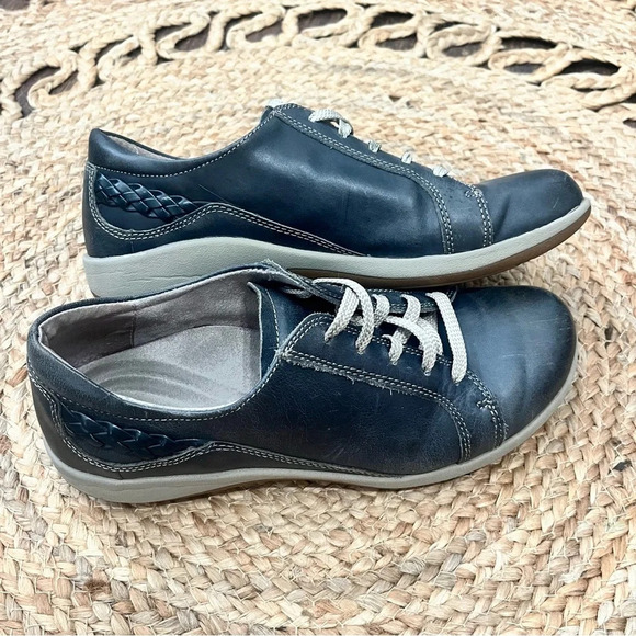 Aetrex Dana Lace-Up Oxford Navy Leather Orthotic Sneakers in Size US 9-9.5 - Picture 1 of 5